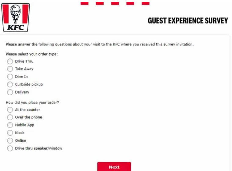 KFC Great Britain Guest Experience Survey