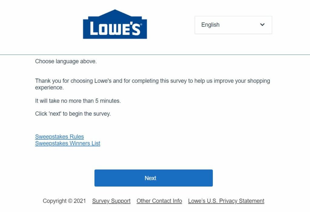 Lowe's Customer Satisfaction Survey