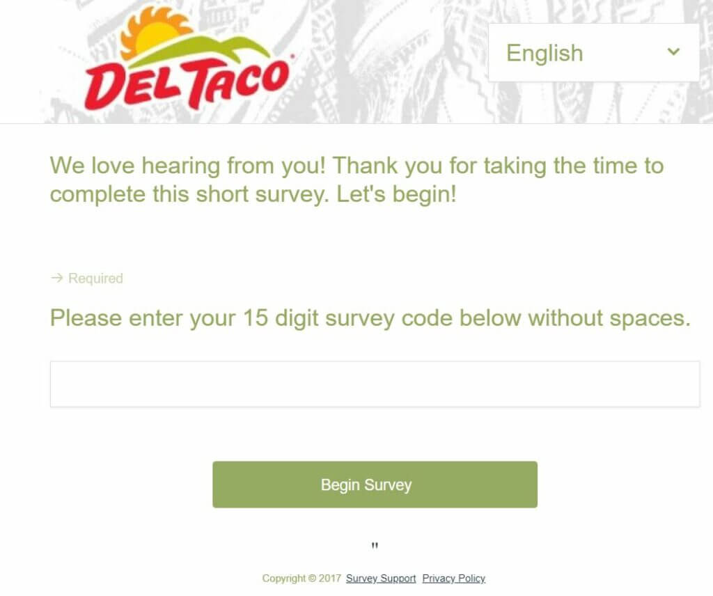 Del Taco Guest Satisfaction Survey