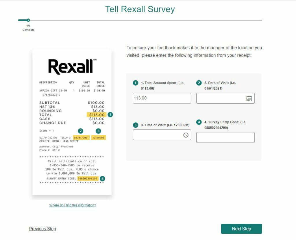 TellRexall.ca Survey