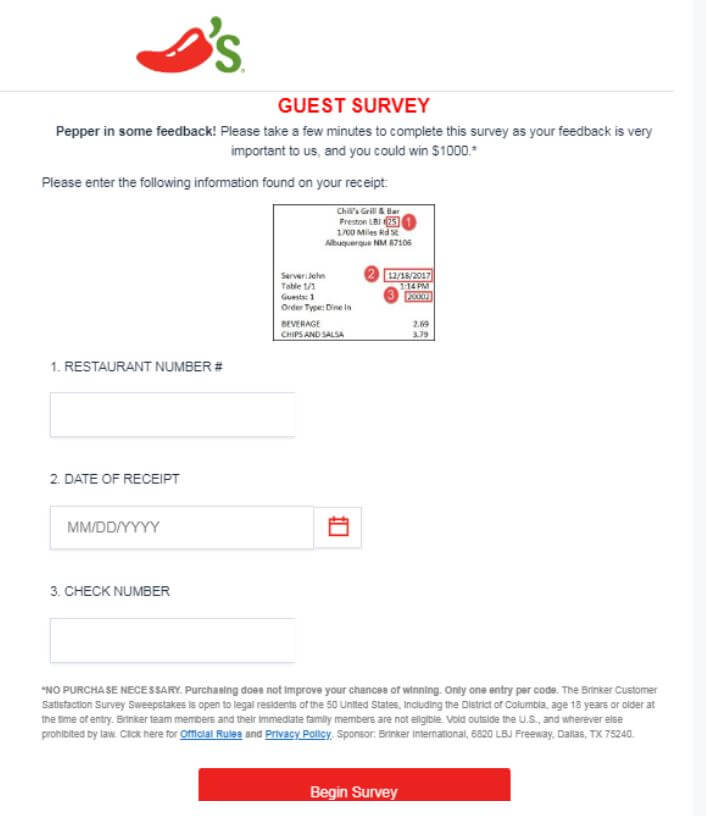Chili's Survey