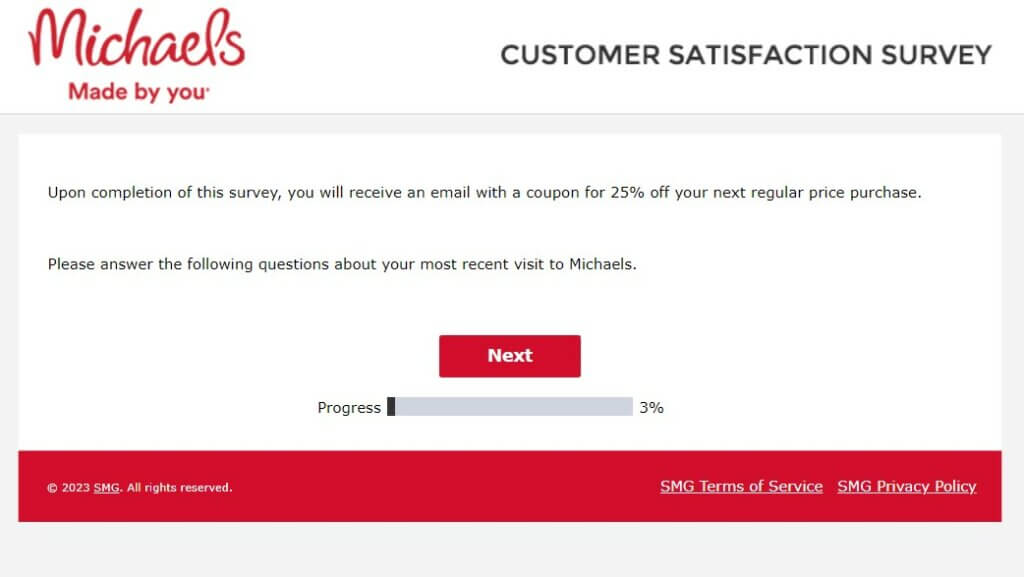 MyMichaelsVisit Survey