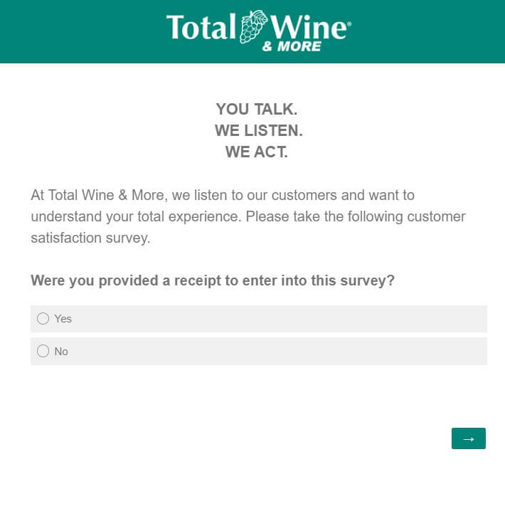 www.TellTotalWine.com Survey